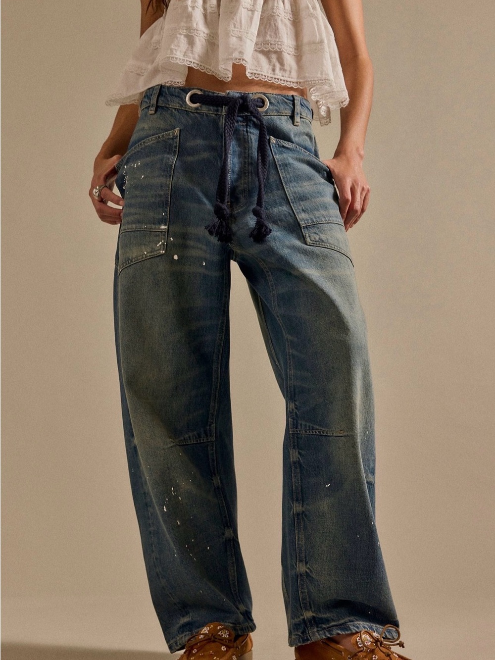 We The Free Moxie Pull-On Barrel Jeans  size 28